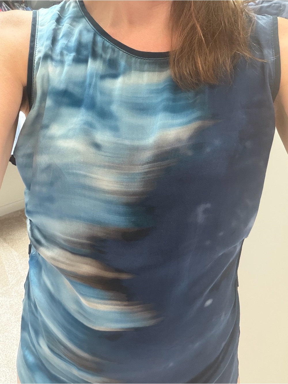 Elie Tahari Blue Swirl Print Sleeveless Tank